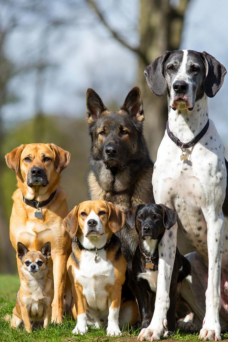 dog with different size.
