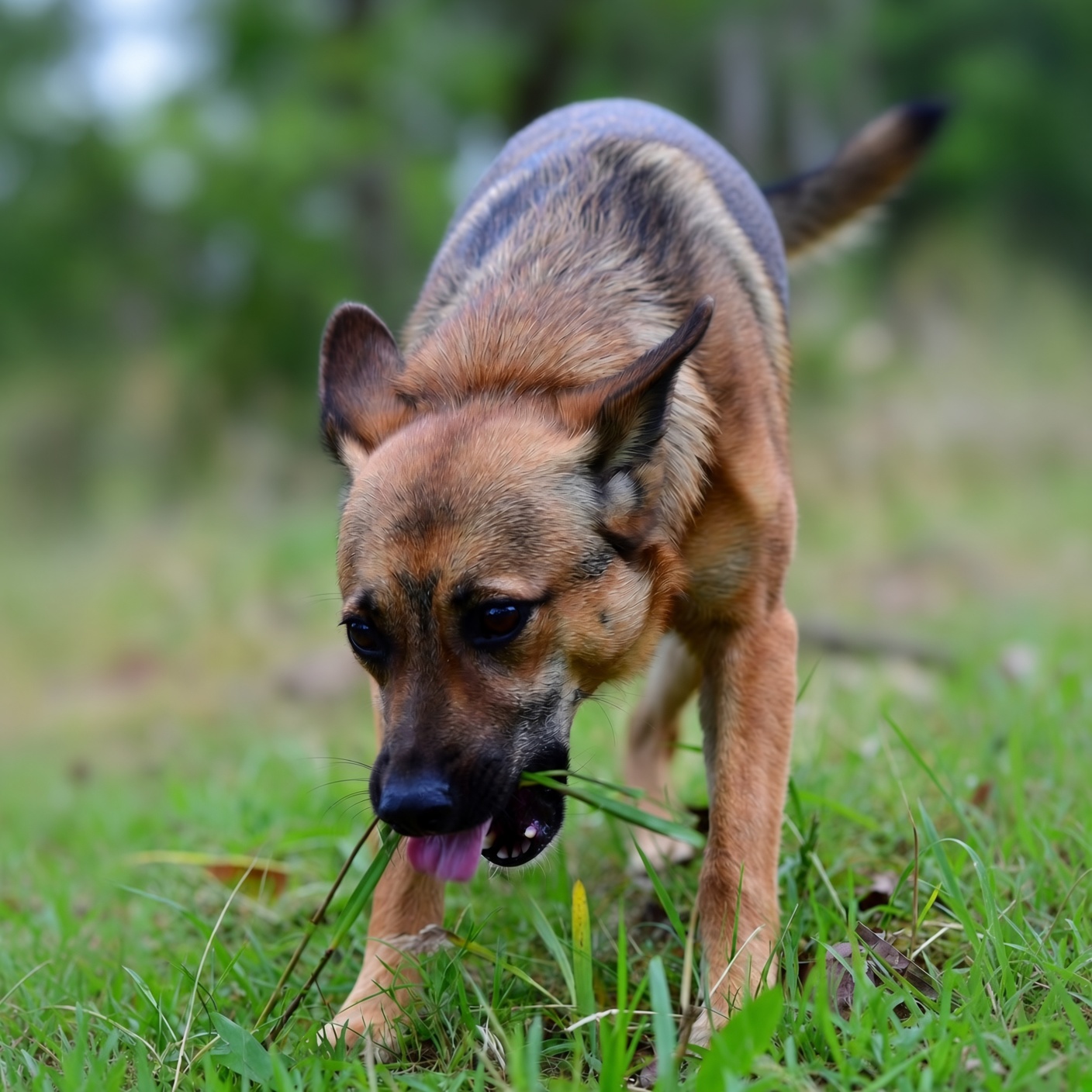 dog eat grass