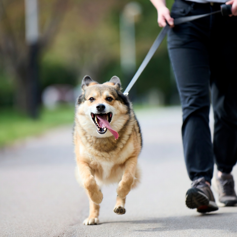 Dog pulls leash tight